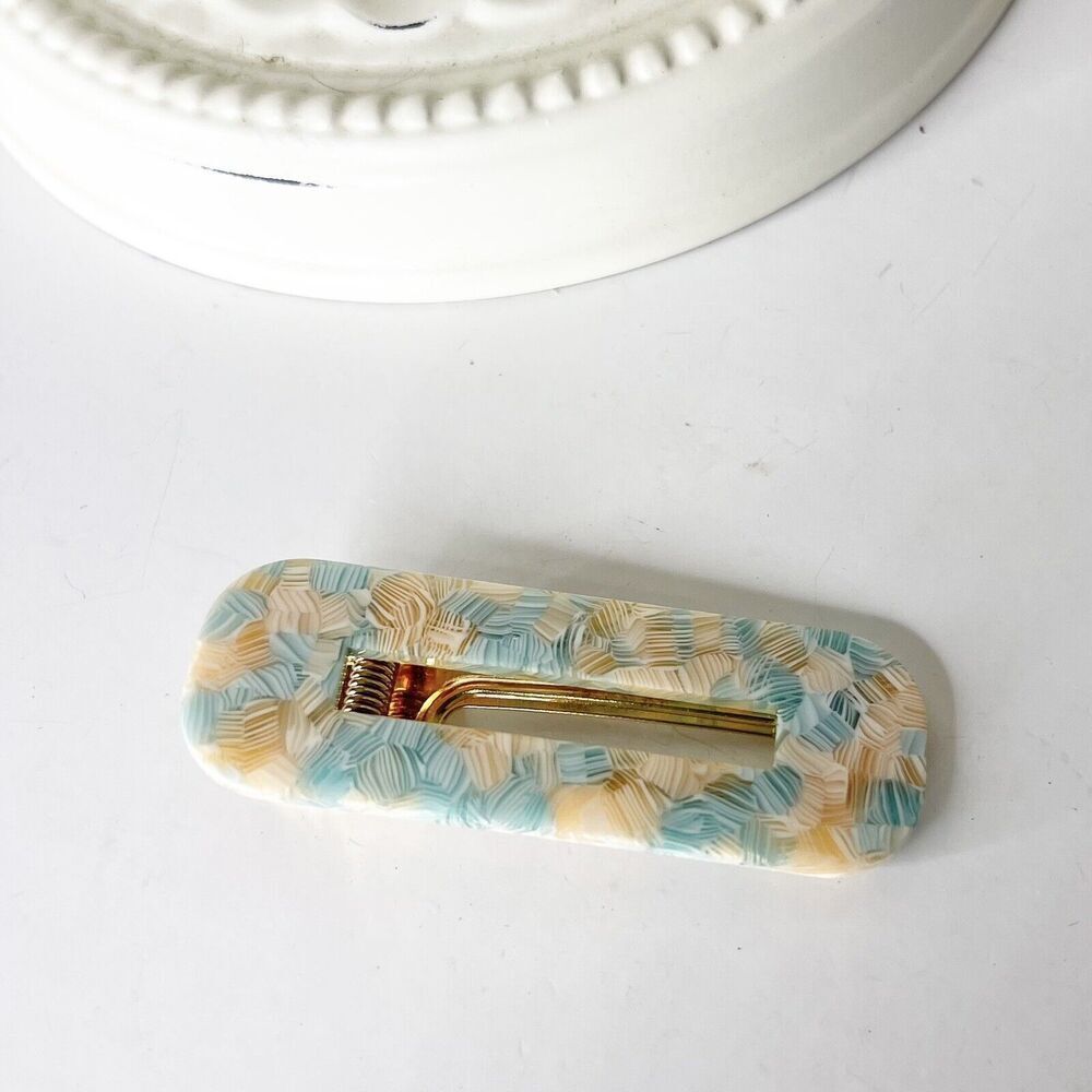 Vintage 90s Y2K Acrylic Side Clip Thick Metal Clasp Hair Accessory Fashion